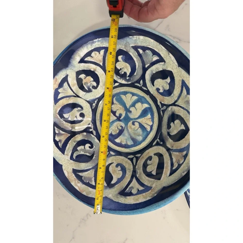 William Sonoma Blue Byzantine Melamine Oval Serving Platter Tray 17